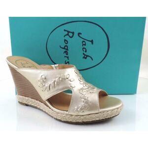 Women's Shoes Jack Rogers Sophia Slide Wedge Sandal Heels Platinum Size 8.5